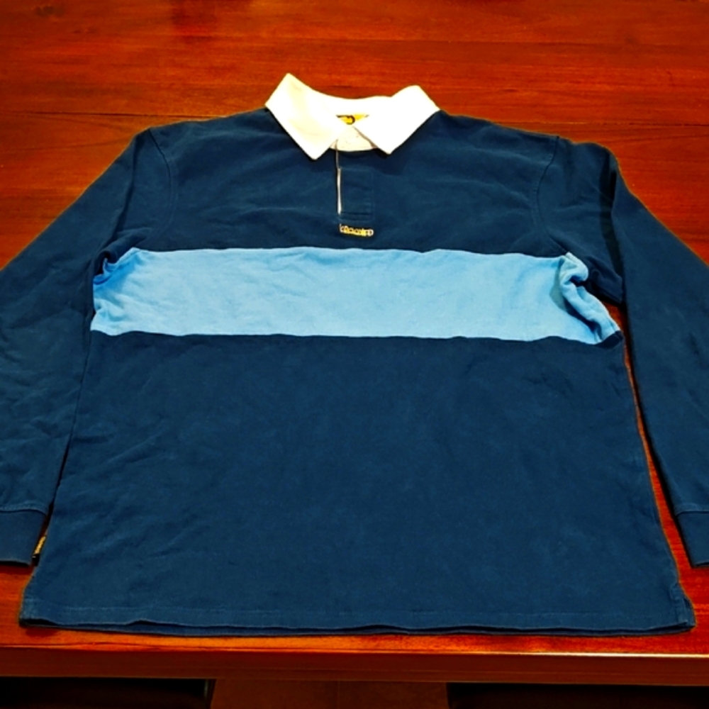Krooked Blue and Light Blue Long Sleeve Polo Shirt